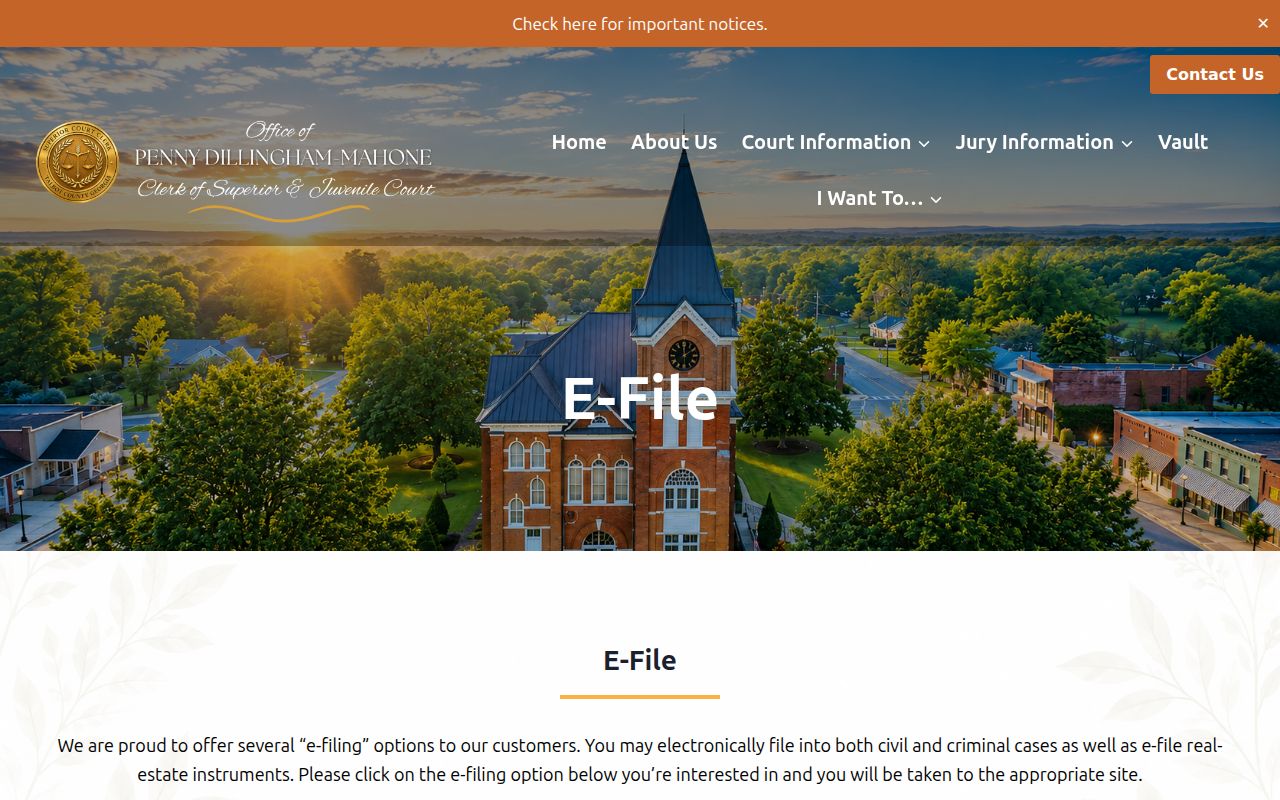 Talbot clerk page with court e-file and real-estate record links