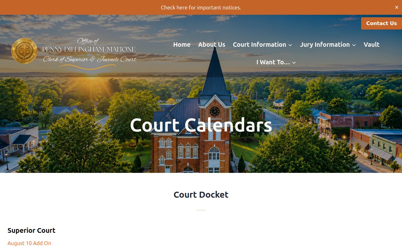 Talbot County clerk Court Calendars publication page
