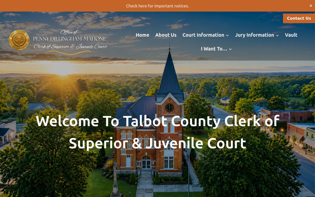 Talbot County court docket clerk home page
