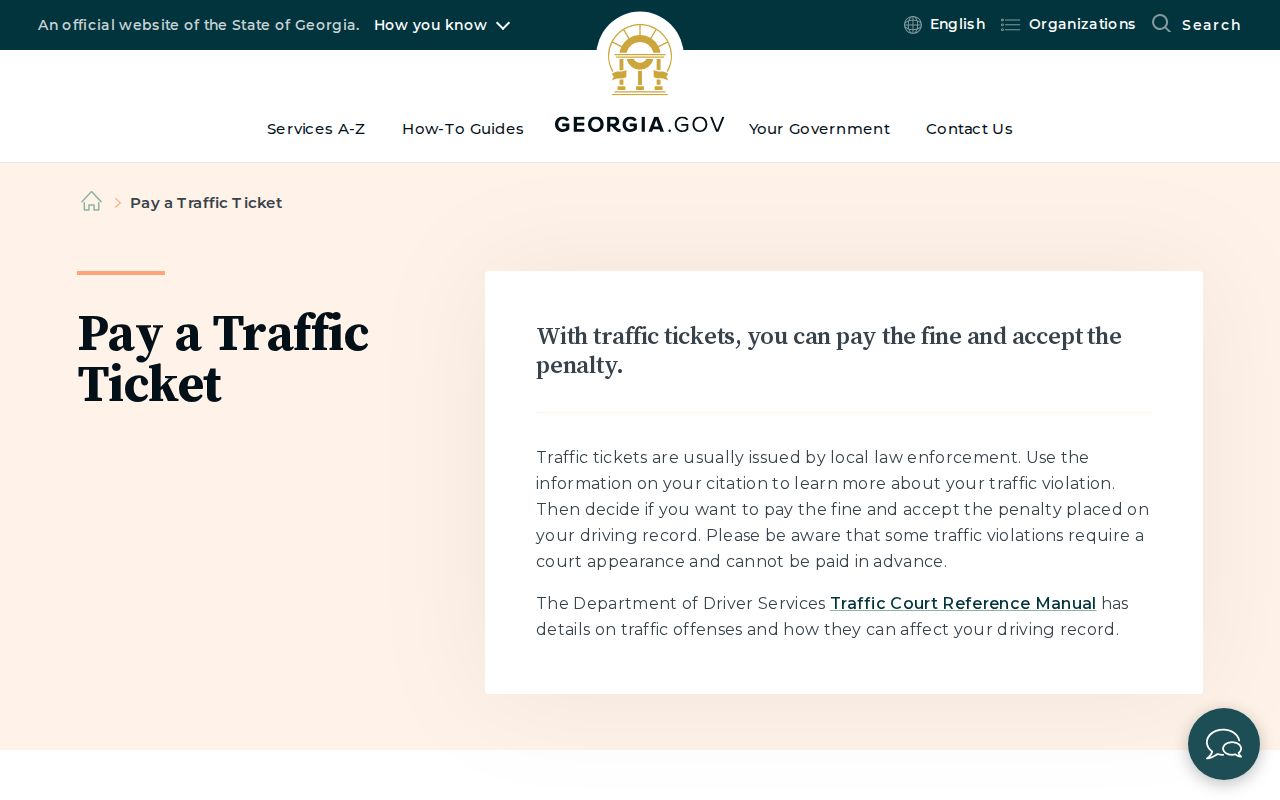 Talbot County traffic ticket payment guidance from Georgia government